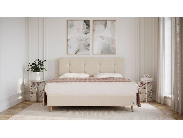 BRUNO Boxspringbett Prestige 160x200cm in Beige 6 Farben & 4 Kopfteile wählbar Luxus 27 cm Pulse-Latex-Matratze Made in Germany