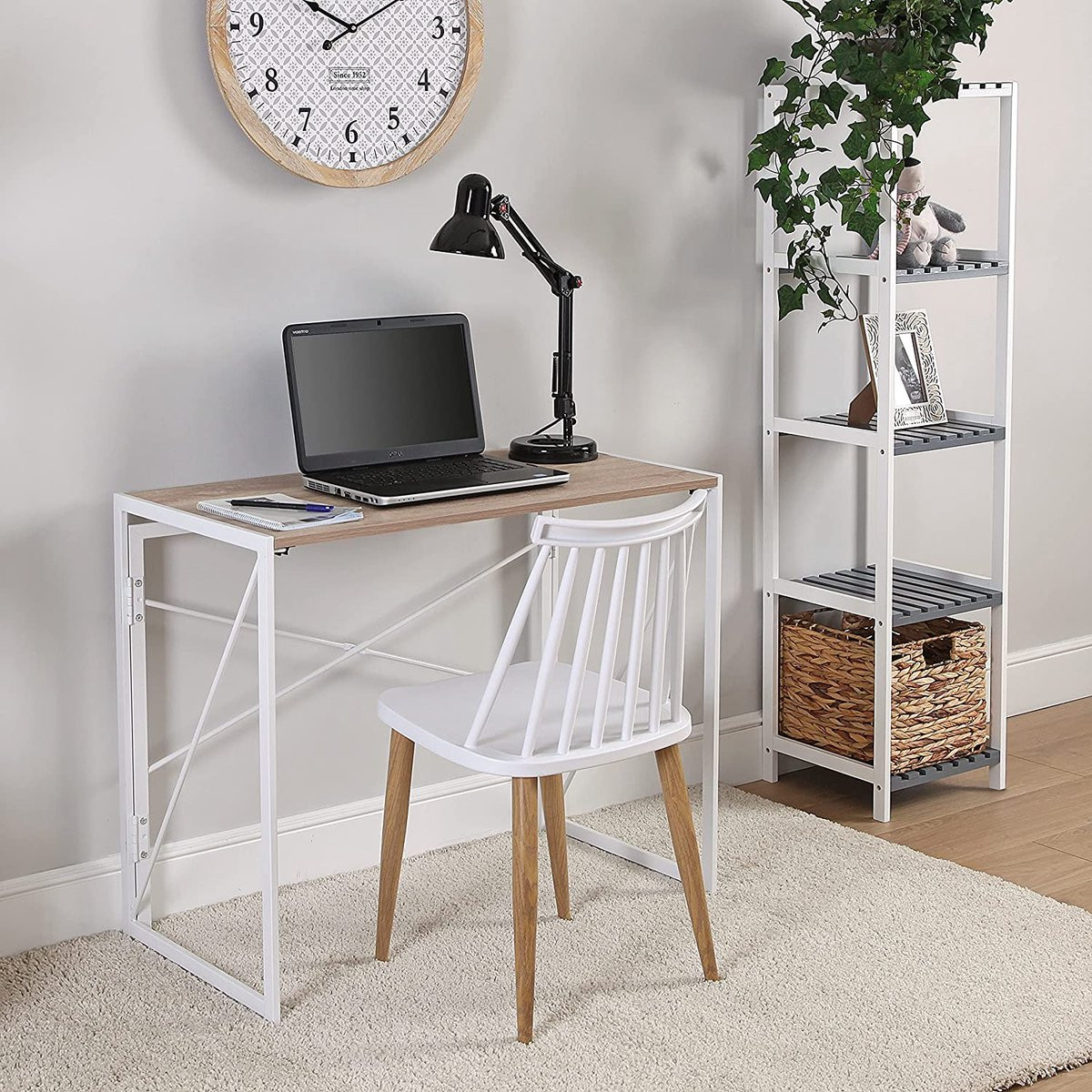 Schrijfbureau met metalen frame voor thuiskantoor en woonkamer, H x B x D: 90 x 74 x 45 cm