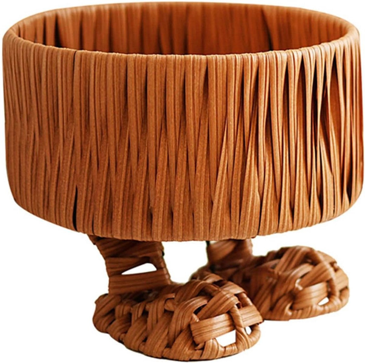 Grote handgeweven opbergmand met handgrepen en imitatierotandesign