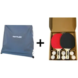 KETTLER Sparpaket cover + match: Tischtennisschläger-Set Match + Abdeckhaube Premium - Grau