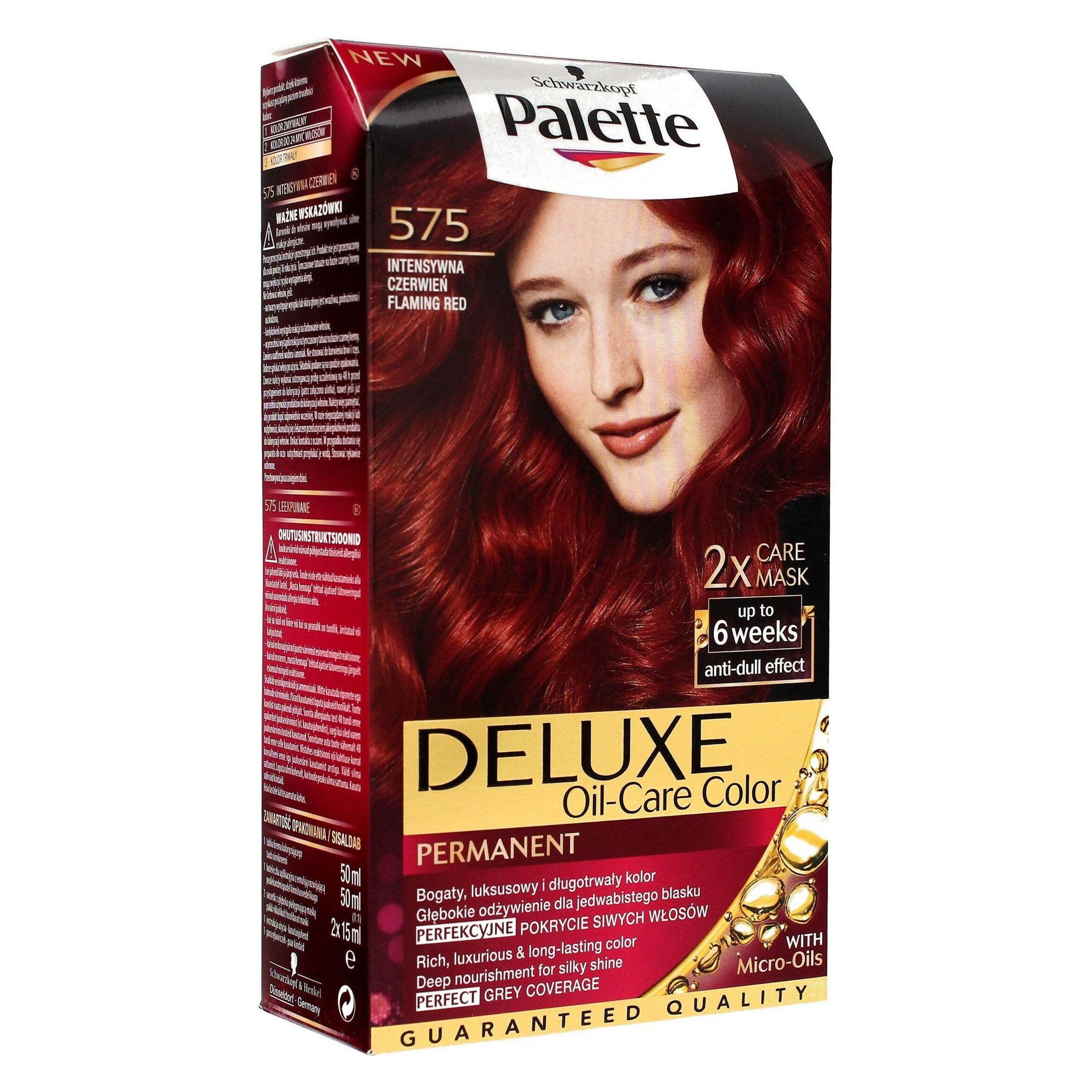 Palette Deluxe Oil-Care Hair Dye Permanently Coloring From Micro-Oil 575 Intense Red (Rot) (68176819)