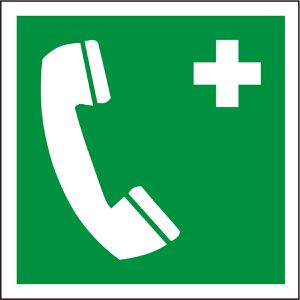 Abtec Hinweisschild ISO 7010 E004, Folie, 20 x 20 cm, Rettungszeichen, Notruftelefon