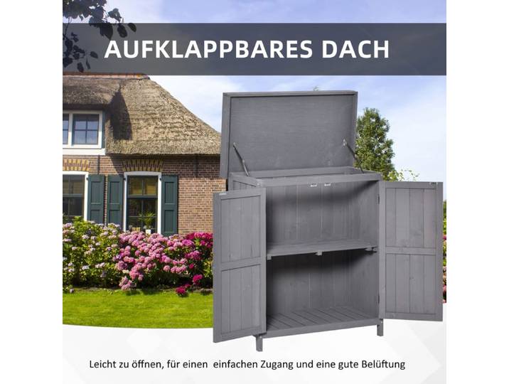 Feuille épaissie Outsunny armoire de jardin armoire d'équipement résistant aux intempéries en sapin double porte 2 compartiments g