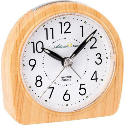 Quarzwecker ATLANTA "Green, 2507/30", braun (erlefarben), Wecker, Holzoptik, schleichende Sekunde, Licht