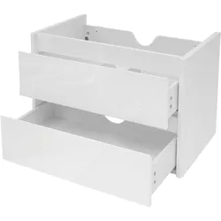 Waschbeckenunterschrank MCW-B19, Waschtischunterschrank Waschtisch Badezimmer, hochglanz Soft-Close 50x60cm ~ weiß