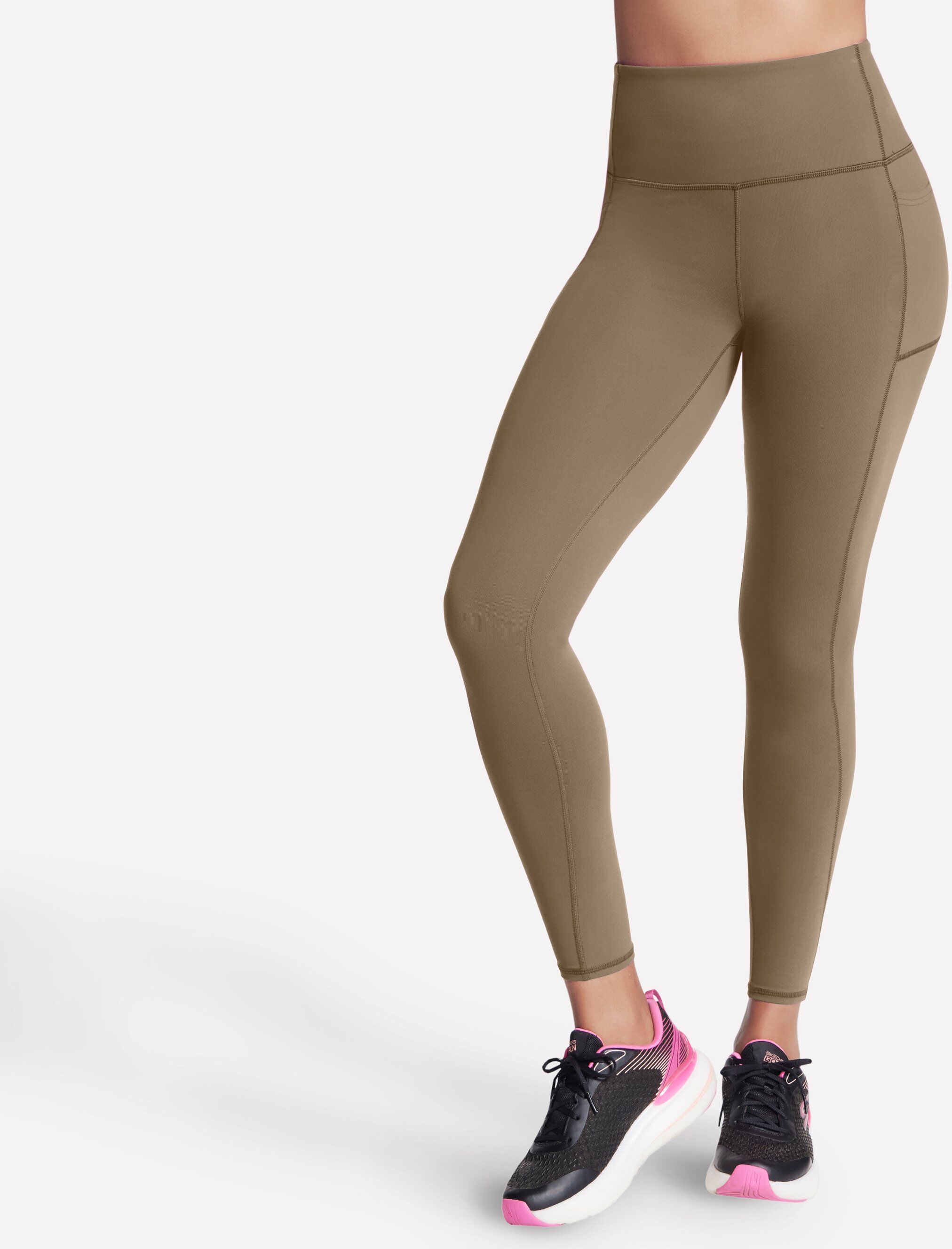 Leggings SKECHERS "Women's High Waisted Legging", Damen, Gr. L, N-Gr, grau, Obermaterial: 88% Nylon, 12% Elasthan, Hosen Leggings, mit Handytasche, atmungsaktives Material, schnell trocknend grau L, N-Gr