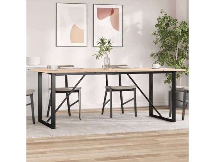 Esstisch O-Gestell 200x100x75 cm Massivholz Kiefer und Stahl Massivholz Kiefer,stabile O-Form Tischplatte,rustikale Maserung,Esszimmer Esstisch
