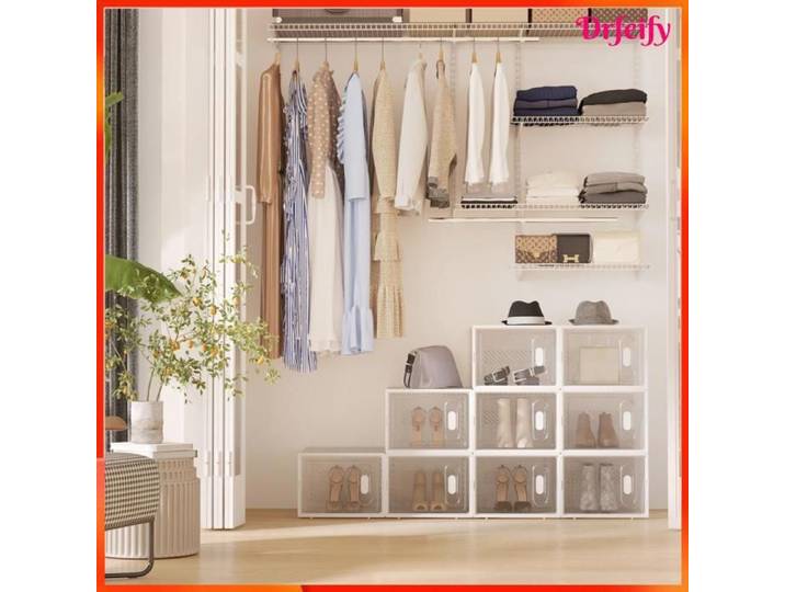 Meuble à chaussures modulable - AKOZON - 7885 - 18 cubes - Portes transparentes - Empilable