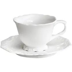 Chic Antique Provence Kaffeetasse mit Untertasse, Ø 9,5 cm / 200 ml, weiß