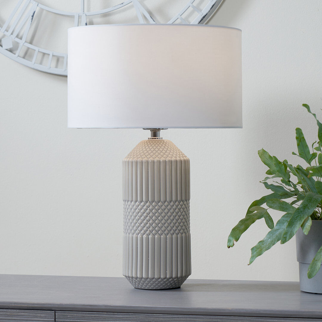George Oliver Izayah Ceramic Table Lamp Grey 46cm H X 25cm W X 25cm D