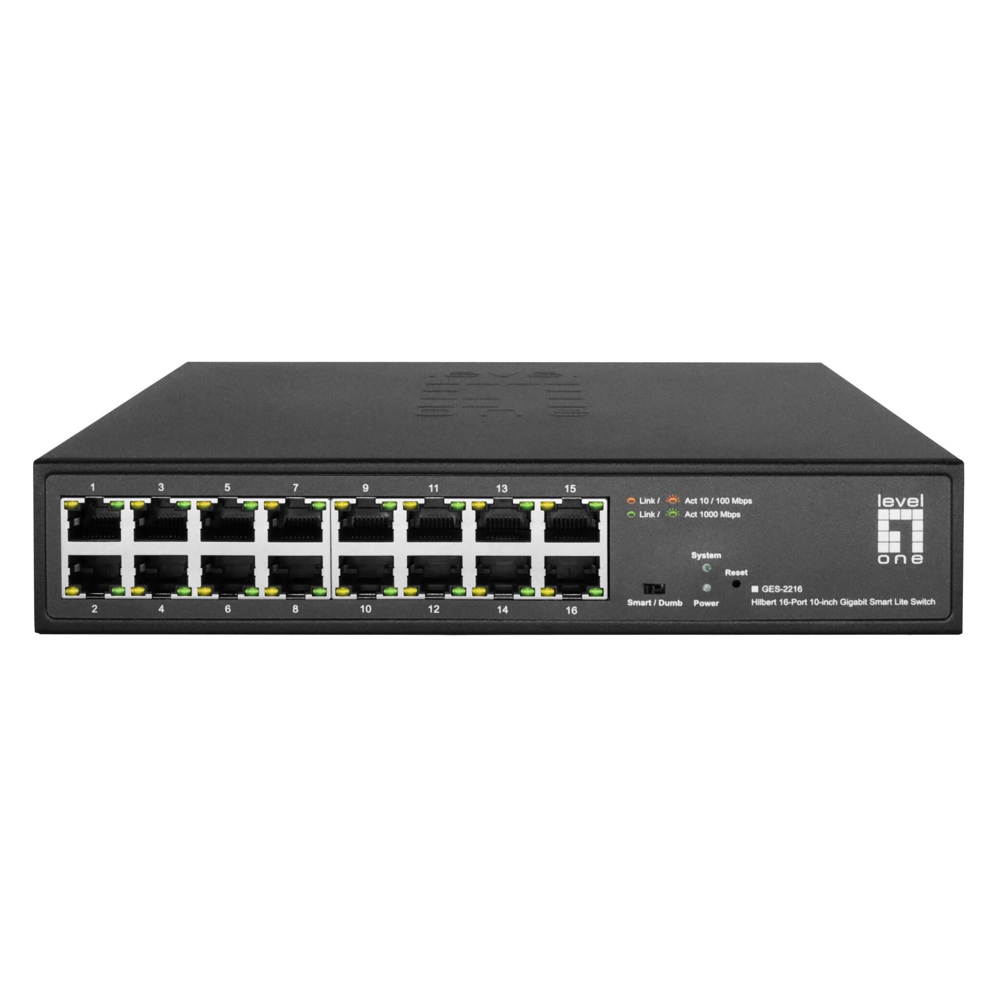 LevelOne Switch 16x GE GES-2216 Hilbert 10" (16 Ports) (GES-2216)