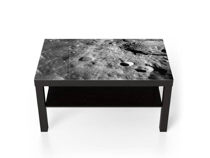 DEQORI Glastisch schwarz groß 90x50 cm Motiv Ewige Mondlandschaft ausgefallener Beistelltisch aus Glas Hochglanz Couchtisch fürs Wohnzimmer moderner Couch Tisch mit Design