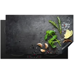 HERDABDECKPLATTE Limette - Kräuter - Gewürze - Grün - Grau - Beton Induktionsschutz 91.6x52.7 cm