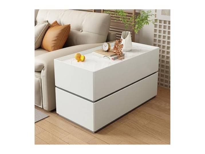 Ecklager Sofa-Beistelltisch aus Holz, Eck-Aufbewahrungs-Sideboard Einfacher Wohnzimmer-Nachttisch for den Haushalt(Weiß,80x30x60cm)