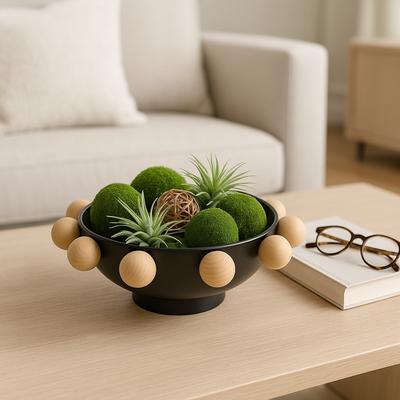 Sagebrook Home "Wood and Metal Decorative Bowl with Fir Sphere Accents - 13"" - 13.0"""