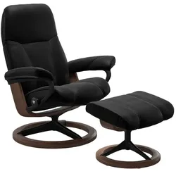 Stressless Sessel mit Hocker Consul Signature Leder Schwarz Batick Black L (Large)