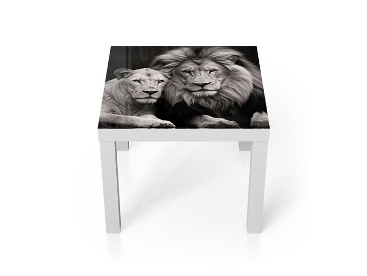 DEQORI Couchtisch 'Stolzes Löwenpaar', Glas Beistelltisch Glastisch modern