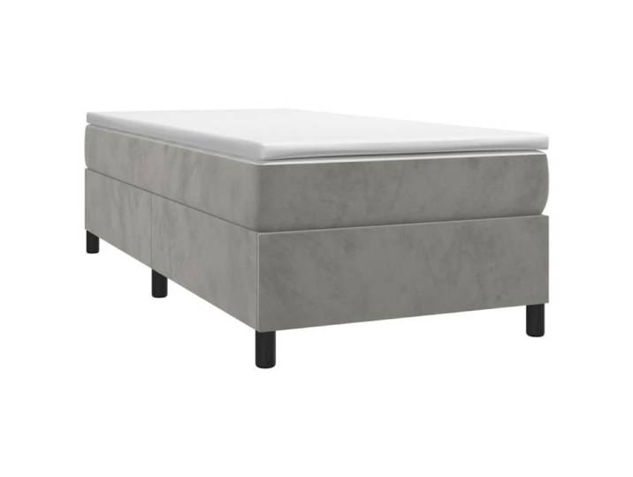 Sommier tapissier - AKOZON - 90x200 cm - Velours gris clair - 1 place - Montage facile