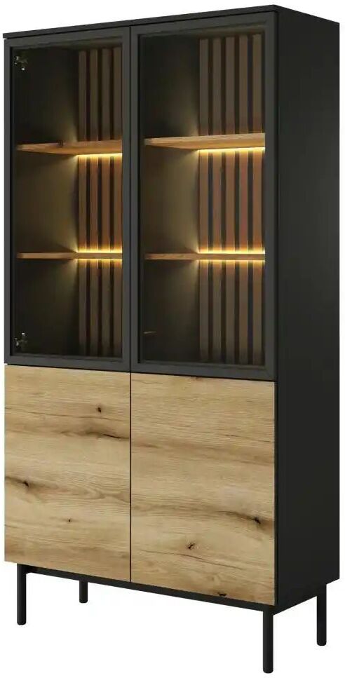 Höffner Vitrine   ¦ schwarz ¦ Maße (cm): B: 100 H: 188