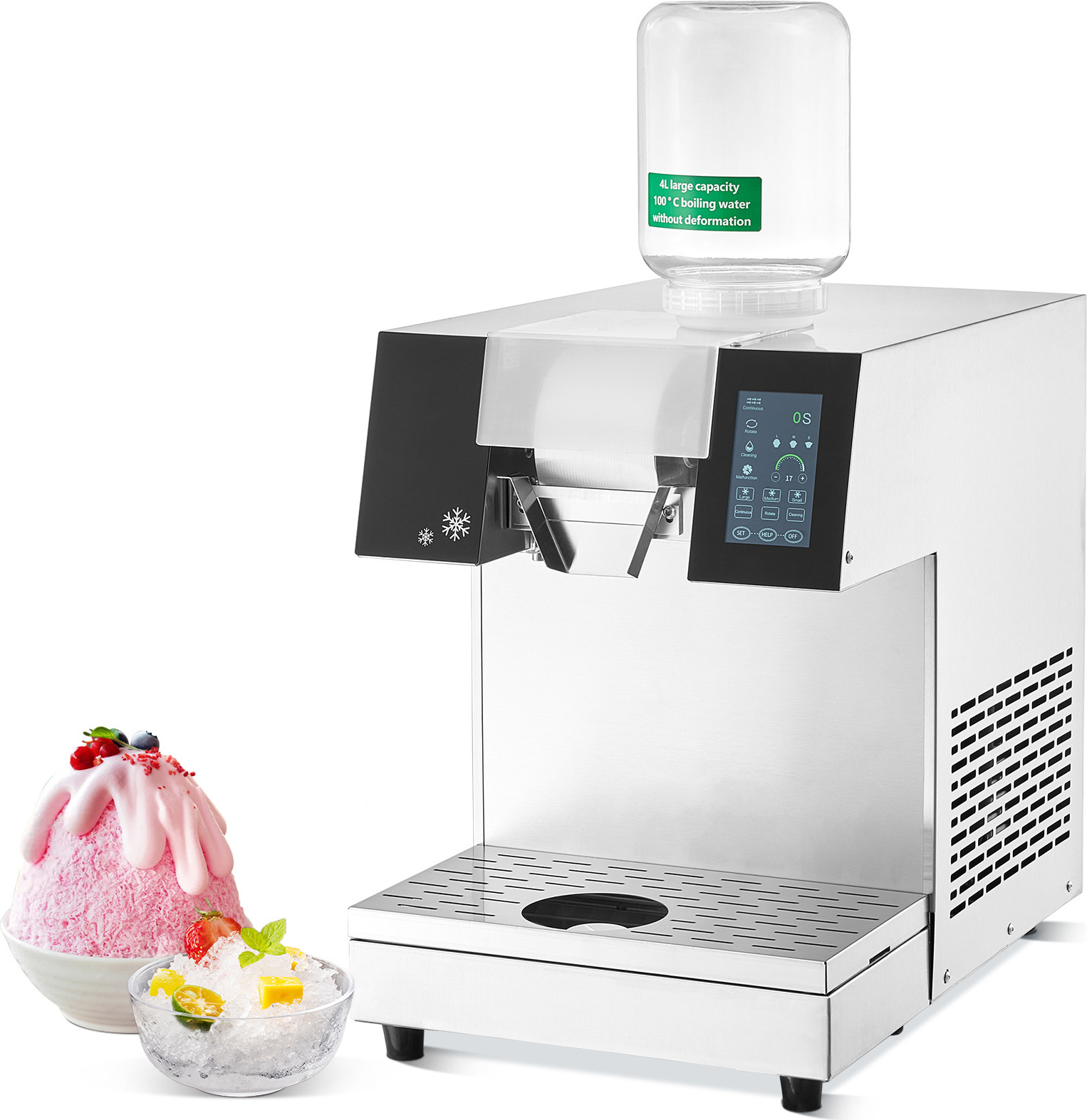 SucceBuy Kommerzielle Schneeflocken-Eismaschine, Edelstahl, 507 Pfund/24 Stunden Elektrorasierer, Luftkühlung für schnelle Wärmeableitung, für Bäckereien und Cafés