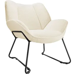 tectake Sessel Kjeld Bouclé, gepolstert, 120kg belastbar  Creme-Weiß