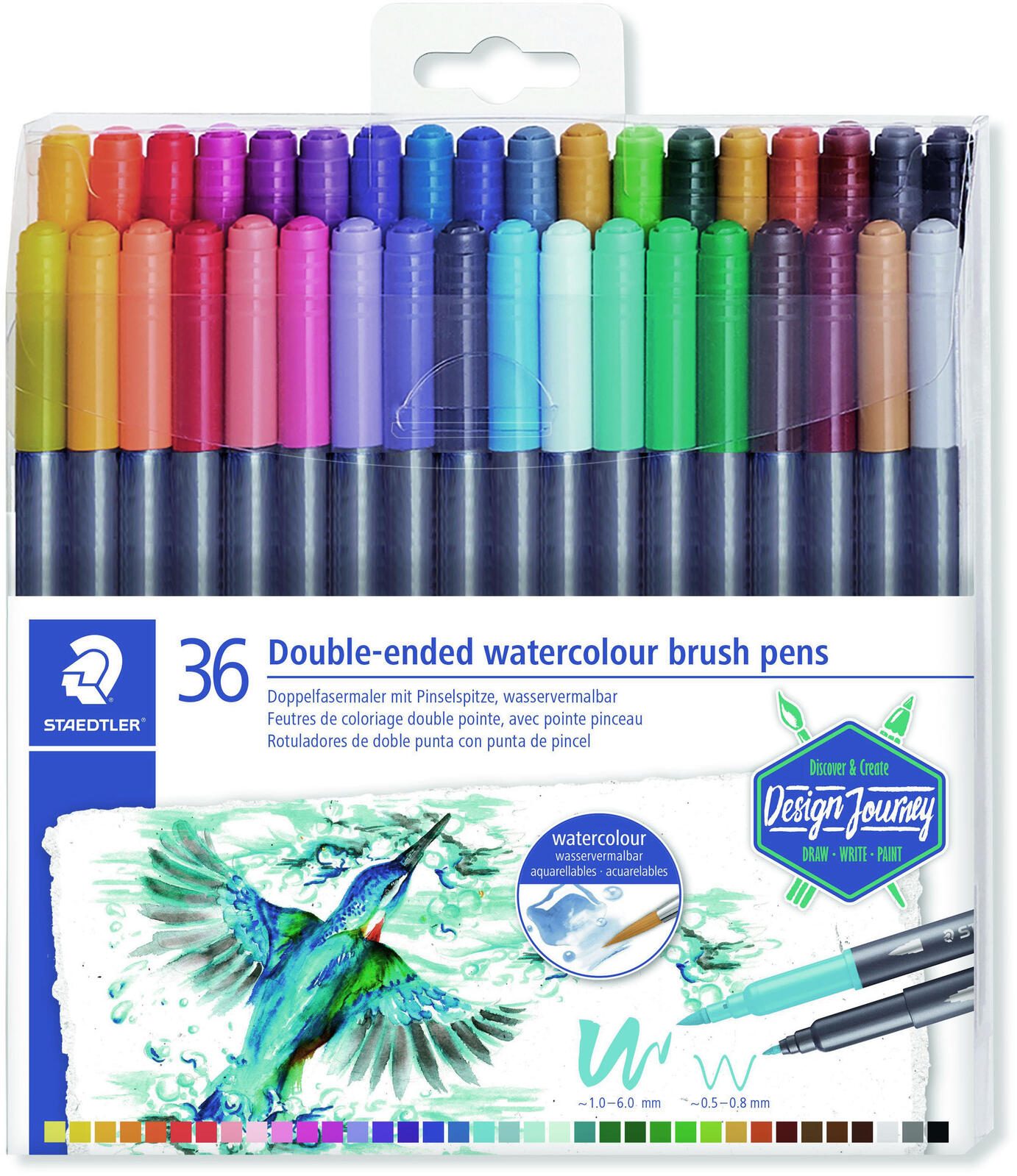STAEDTLER Brush-Pens Mehrfarbig 1.0 mm 3001 TB36