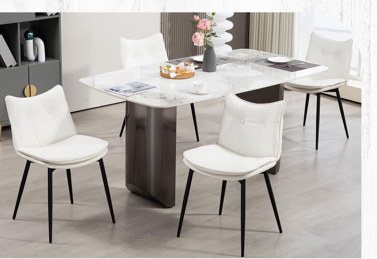 Set van 2 ergonomische eetkamerstoelen van kunstleer - Industrohome