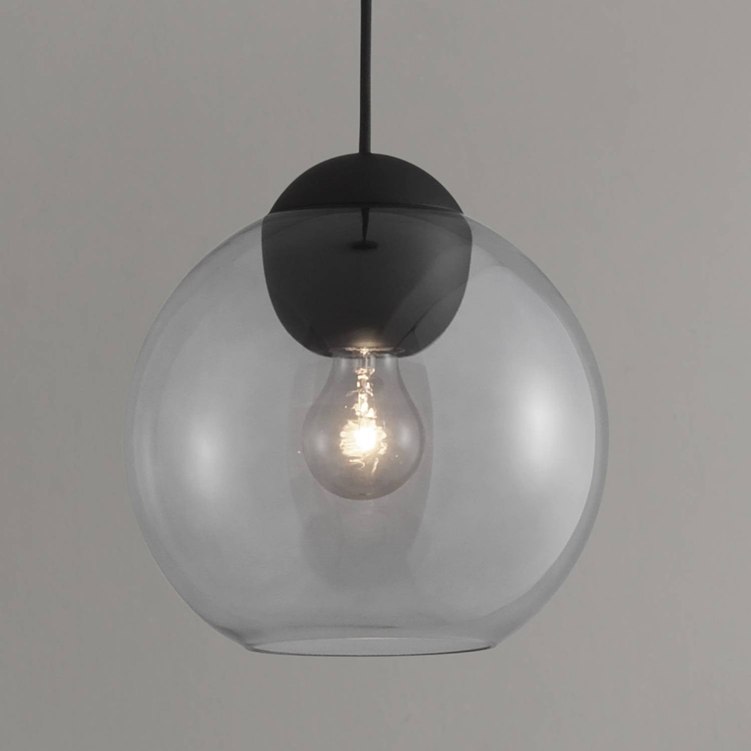 Lyora Design hanglamp Midori smoke glas zwart/grijs met aluminium en glas E27 Ø 24 cm