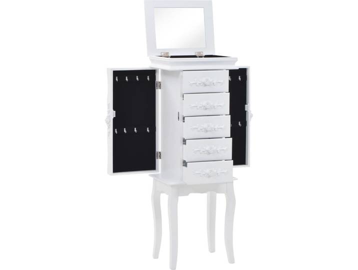 vidaXL Vitrine à bijoux sur pied blanche