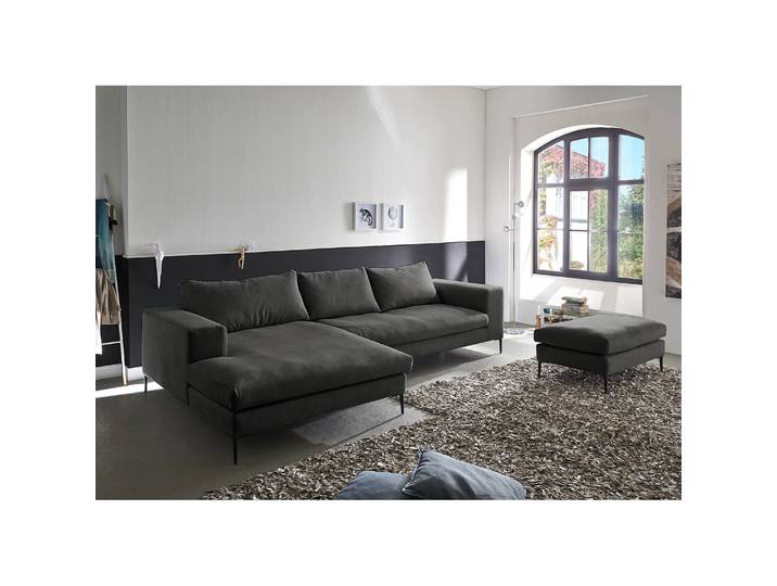 Repose-pieds capitonné 101 x 43 x 69cm Gris/Gris foncé Tissu Caya: Anthracite