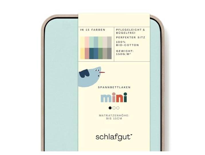 schlafgut Casual Mini Spannbettlaken 70x140 cm Bio-Baumwolle, Petrol Light