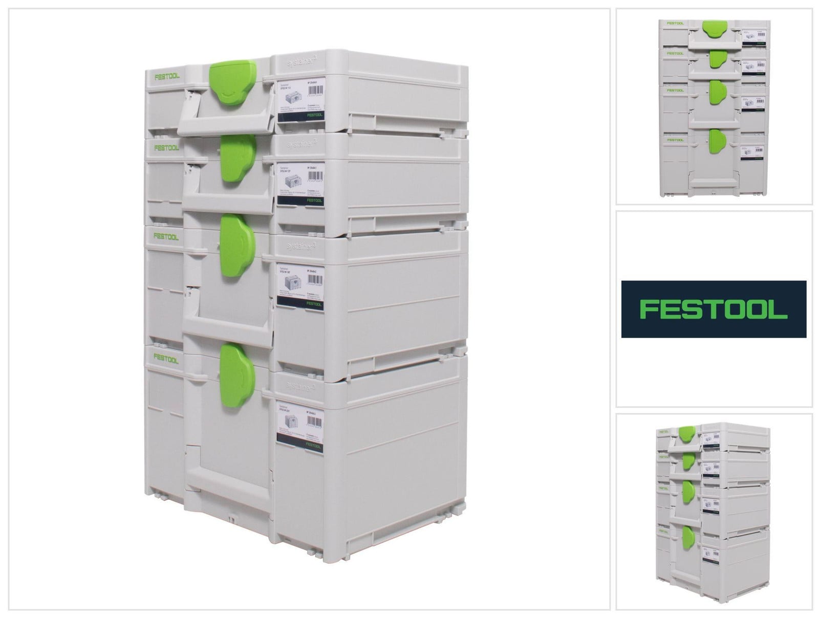 Festool Systainerset met SYS3 M 237, SYS3 M 112, SYS3 M 137 en SYS3 M 187 koppelbare gereedschapskoffers