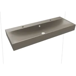 Kaldewei SILENIO Wand-Doppelwaschtisch, 1200x460 mm, warm grey 60, Perl-Effekt, Antidröhn, 2x1-HL-Bohrung mit Überlauf, alpinweiß