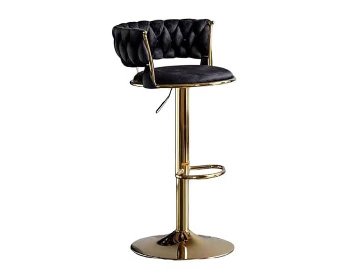 CAJJDJ Samt Barhocker Set 6, Rosa, verstellbar Samt-Sitz, verstellbare Höhe und 360-Grad-Drehung für bequemes Sitzen.(Black,1)