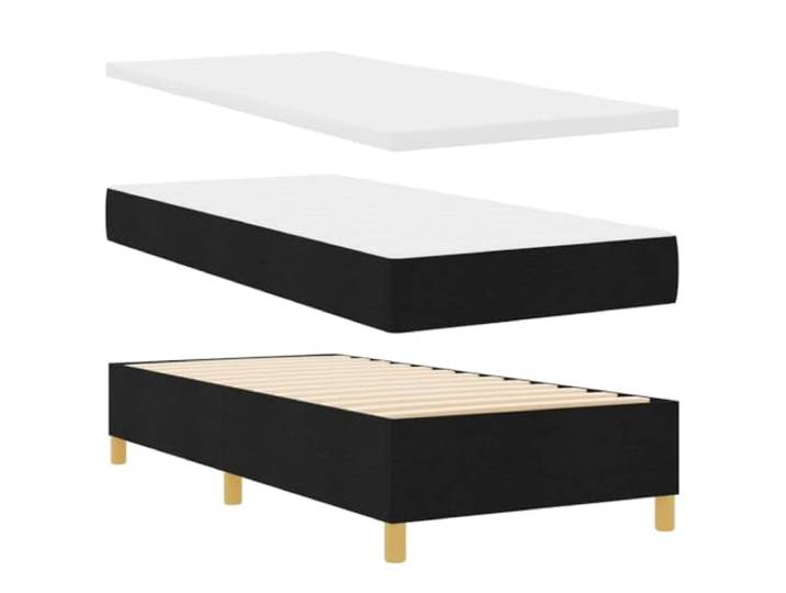 KTHLBRH Boxspringbett mit Matratze Schwarz 100 x 200 cm Stoff Verstellbares Kopfteil, goldene Beine, Rahmen aus Holz, solide Unterstützung