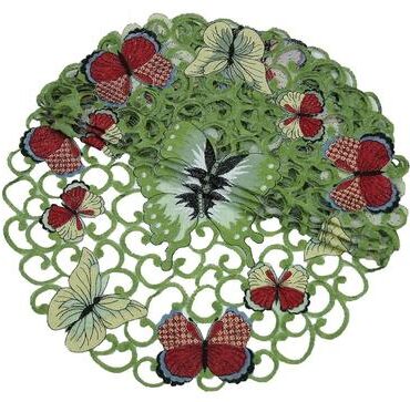Xia Home Fashions Butterflies Embroidered Round Doily