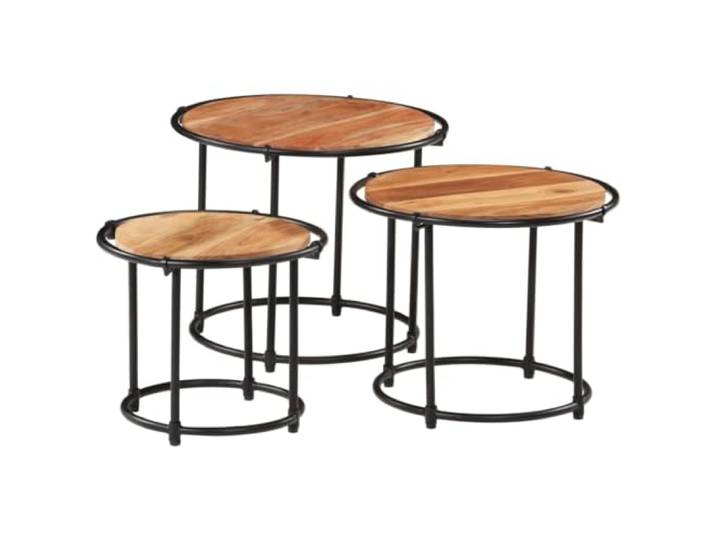 GPUTYGHN Satztische 3 STK. Massivholz Akazie 3er Set, Massivholz Akazie, stapelbar, Couchtisch, Beistelltisch, Nachttisch, Ablagetisch, Wohnzimmer, Schlafzimmer, Büro