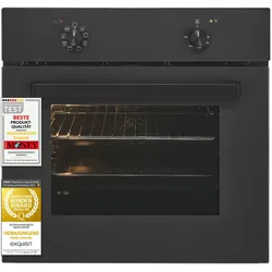 Exquisit Einbaubackofen, 67l Nutzinhalt, 8 Funktionen, Umluft, Energieklasse A, EBE367-U-120 mattschwarz