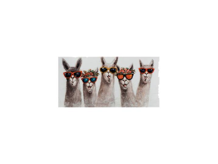 Handgemaltes Bild „Trendige Lamas“ 70 x 140 cm Multicolor Crea Collection