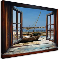 WANDBILD blick aus einem fenster meer natur