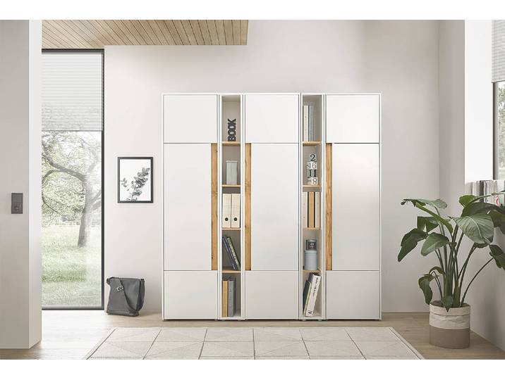 Schrankwand 190cm Weiß/Weiß