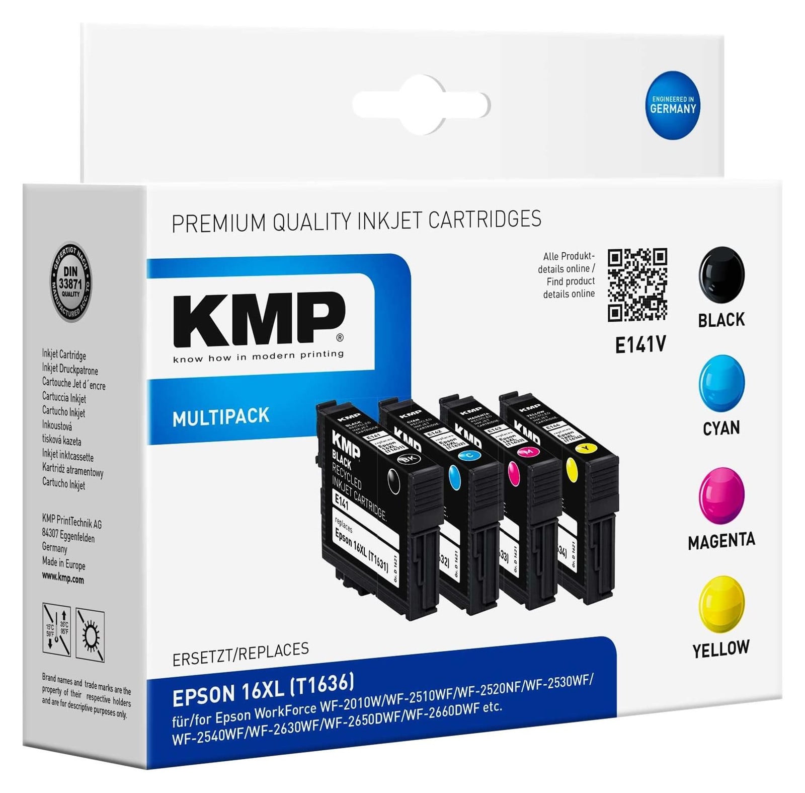 KMP Multipack Inktcartridges compatibel met Epson T163 KMP 1621,4050 KMP E141V BK/C/M/Y