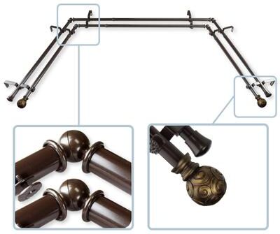 "InStyleDesign Lux 13/16"" Double Bay Window Curtain Rod"