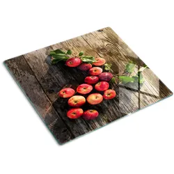 GLASPLATTE 60x52 cm Äpfel auf dem Tisch