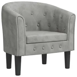 Décoshop26 - Lounge-Sessel mit bequemer Sitzfläche modernes Design in hellgrauem Samt abgerundete Rückenlehne DEC026444 DEC026444