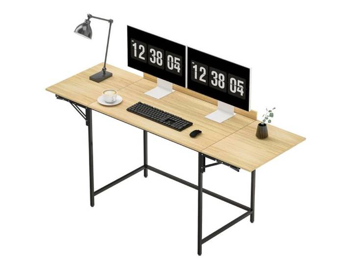 Table d'ordinateur pliante Logidon avec 2 panneaux coulissants chêne noir