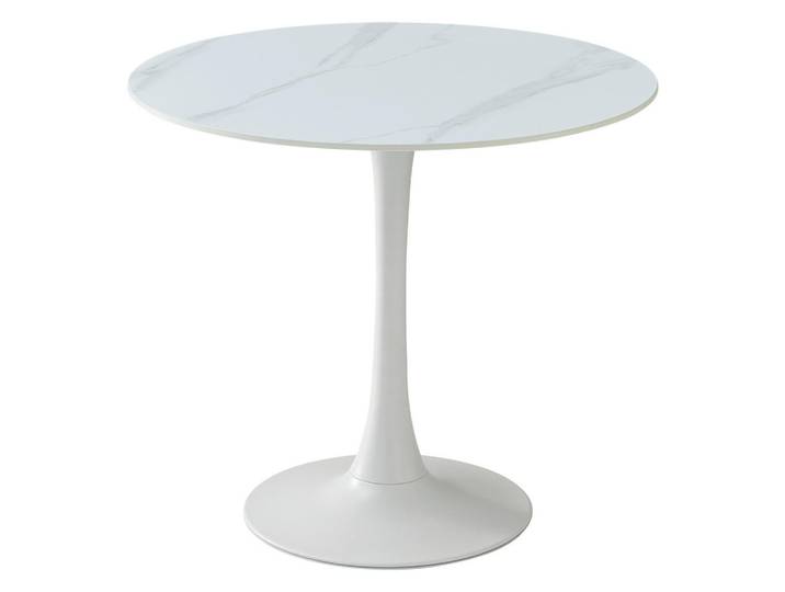 Boxxx Esstisch, Weiß, Metall, Keramik, rund, Säule, 90x75x90 cm, Esszimmer, Tische, Esstische, Esstische rund