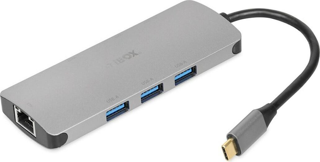 iBox IUH3RJ4K Notebook Dock/Port Replicator USB 3.2 Gen 1 (3.1 Gen 1) Type-C Power Delivery 100W Zilver