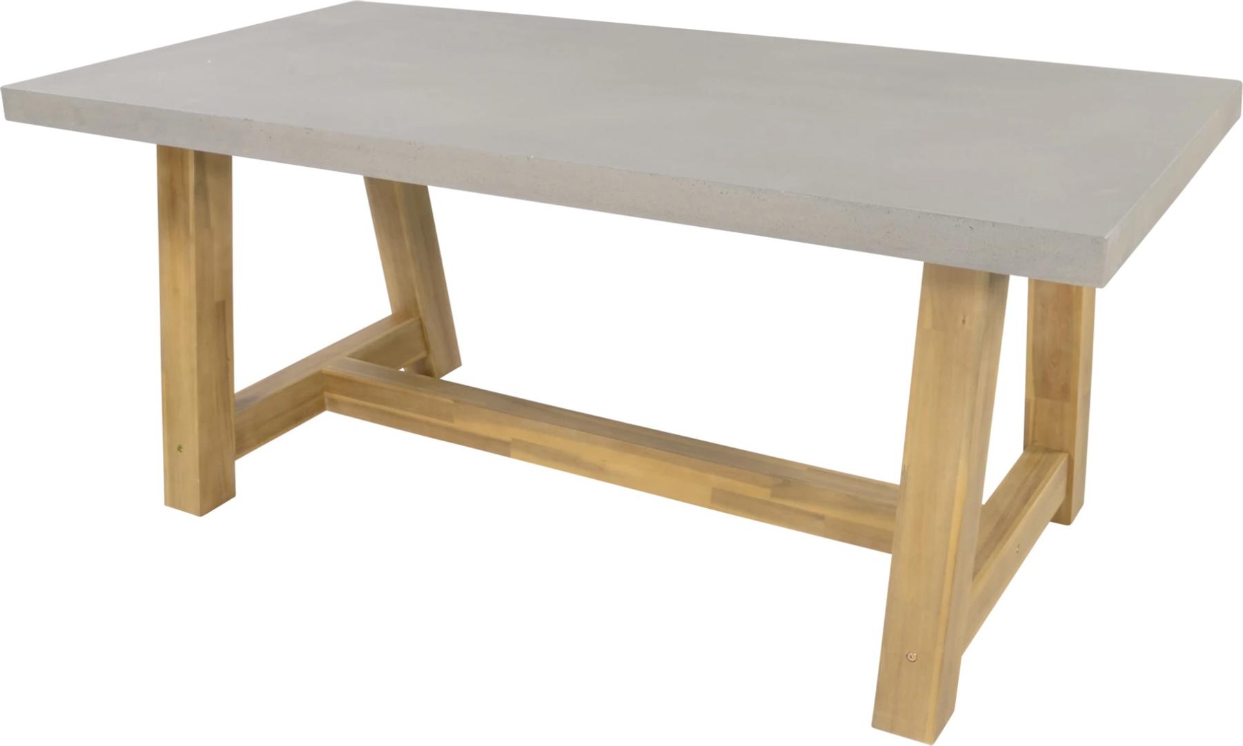 Tisch - 180x90x77 cm - Akazienholzrahmen - Polystone-Platte