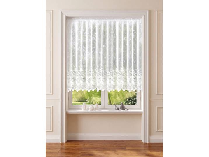 Blumenfenster-Store, gerader Abschluss, Weiss, Größe 168 (H160xB450 cm)